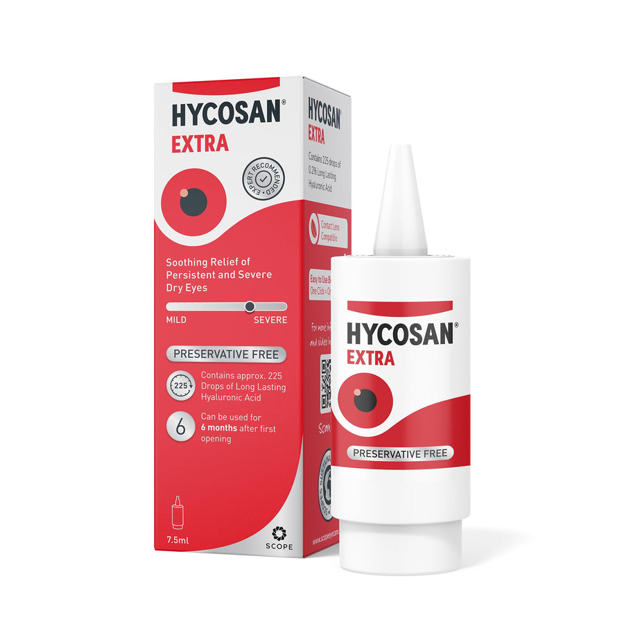 Ocularexpress HYCOSAN EXTRA preservative-free eye drops.
