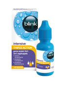 Blink intensive triple action eye drops with packaging on a white background