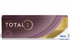 Alcon Dailies Total 1 One-Day Contact Lenses box packaging, featuring a deep plum purple color with gold lettering and a gold wave design on the right side, set against a plain white background.