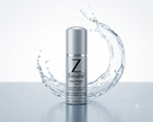 Zocular Zocuf foam cleanser and moisturizer bottle with a silver cap, set against a white background with a clear water splash graphic.