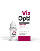 Viz Opti Intensive Dry Eyes Eye Drops 30ml bottle next to its white and magenta packaging box on a clean white background.
