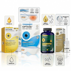 A product bundle for dry eye care featuring Optase Most Heat Mask, Hycosan Shield, and Optase Manuka Oil, shown with their packaging boxes, a bottle of Hycosan Advanced, and informational graphic callouts on a white background.
