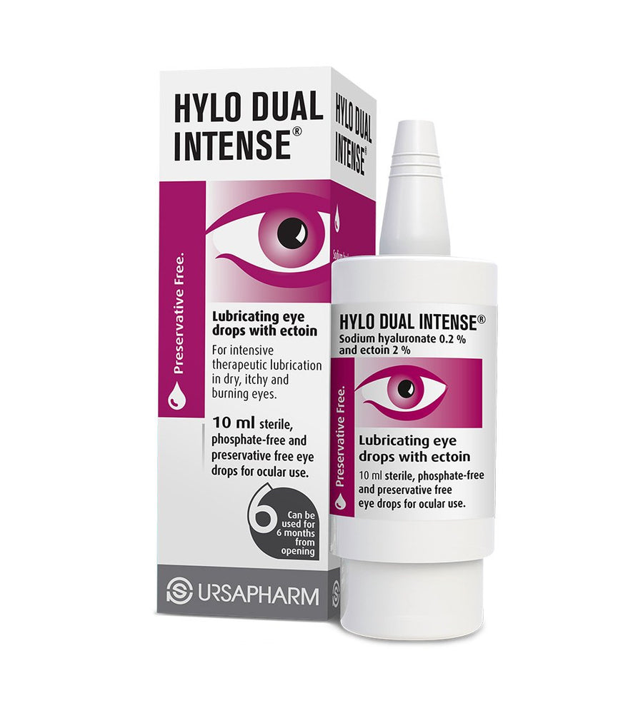 HYLO DUAL INTENSE lubricating eye drops with ectoin.