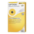 Box of Optase Manuka Oil Eyelid Wipes with yellow and white design