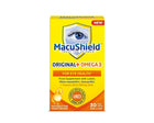 Packaging of Macushield Original+ Omega 3, a food supplement for eye health with 30 capsules.