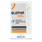 Close-up of Blepha Sol packaging: micellar eyelid cleansing solution