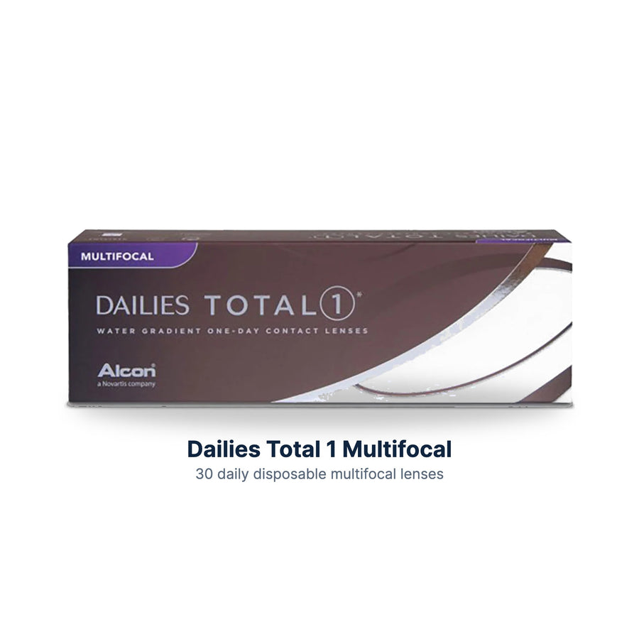 Dailies Total 1 Multifocal contact lenses box on a white background