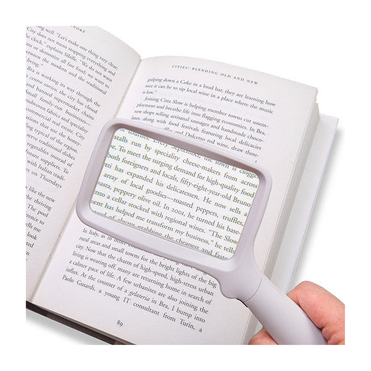 Folding LED illuminated 2x rectangular hand magnifier