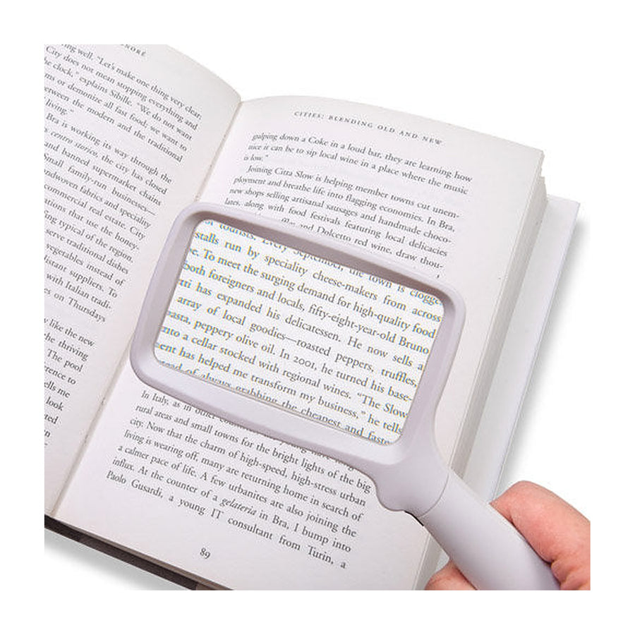 Folding LED illuminated 2x rectangular hand magnifier