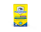 A box of Macushield Original Chewable, with 30 chewable tablets for eye health. The packaging is primarily yellow and blue with text and branding.