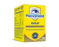 Box of Macushield Gold supplements with 30 day supply, highlighting Lutein, Zeaxanthin and Meso-zeaxanthin for eye health.