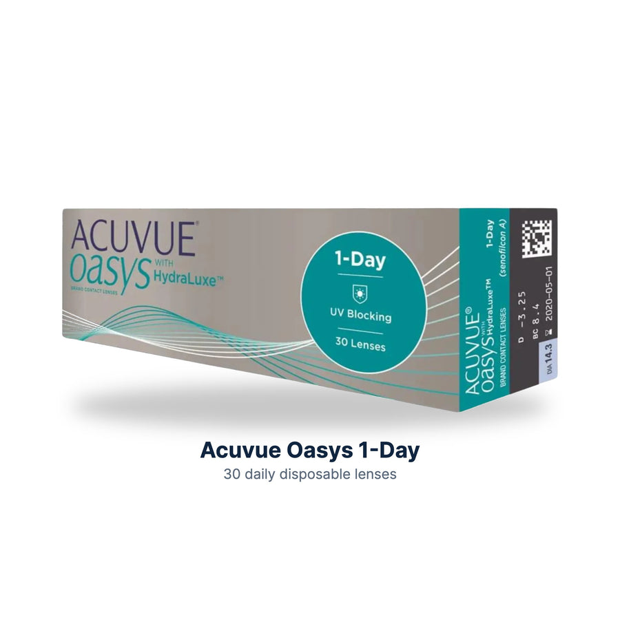 Acuvue Oasys 1-Day contact lenses box on a white background