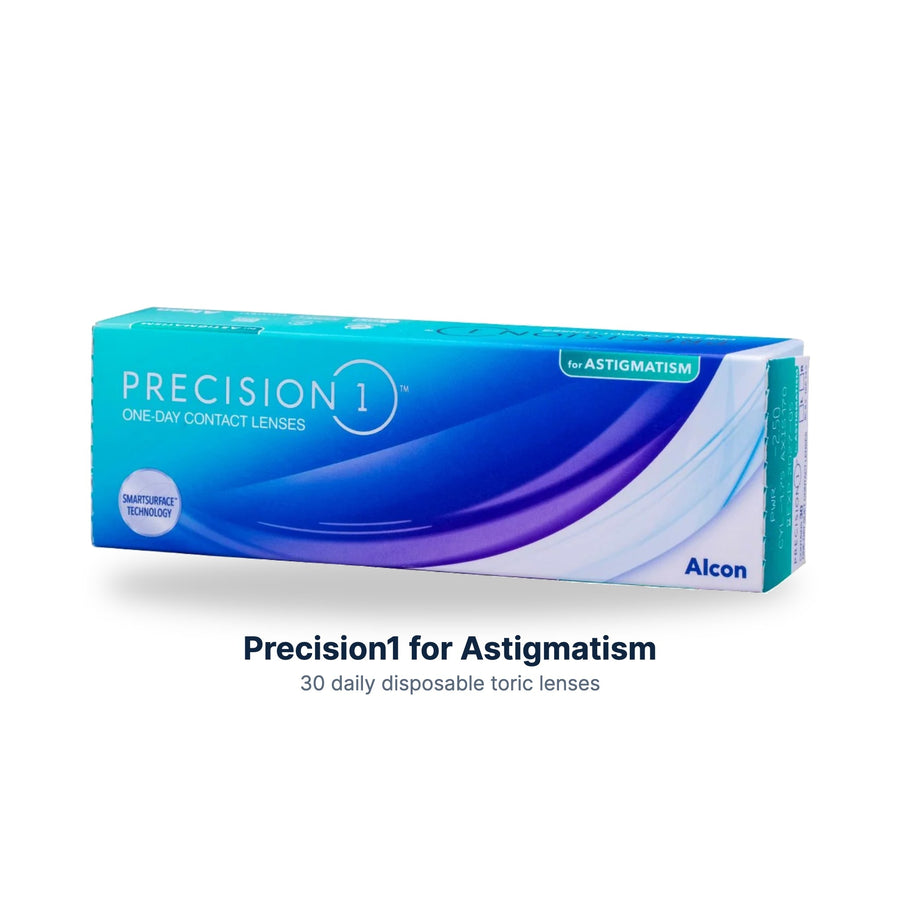 Precision1 for Astigmatism contact lenses box on a white background