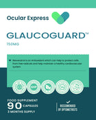Ocular Express Glaucoguard supplement packaging with green and blue design.