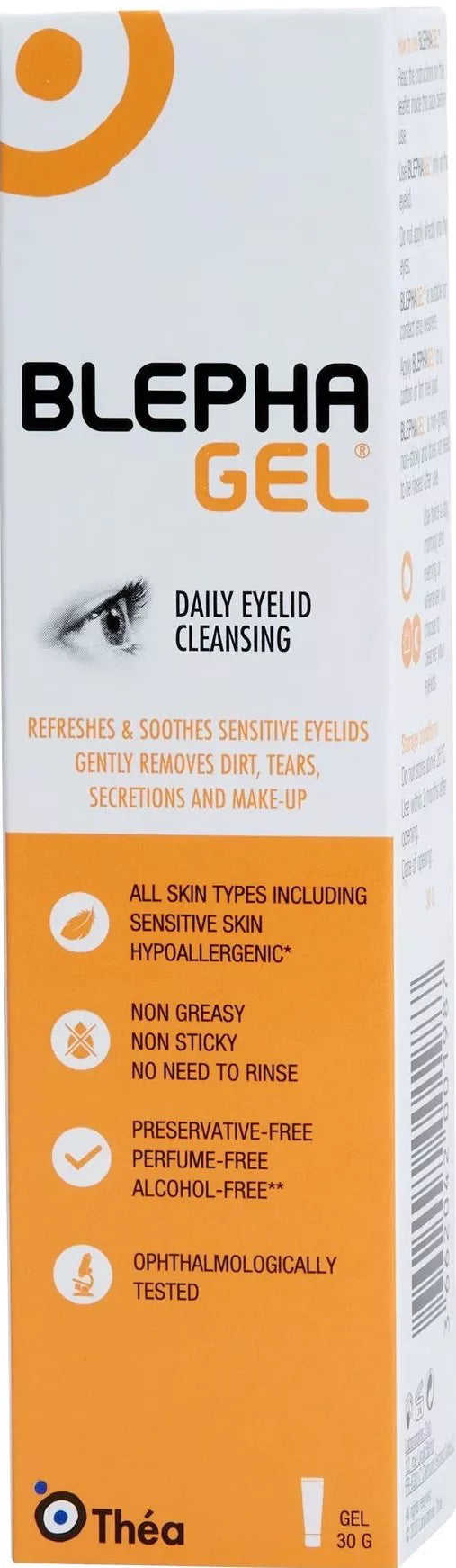 Blepha Gel packaging with Théa logo on a white background