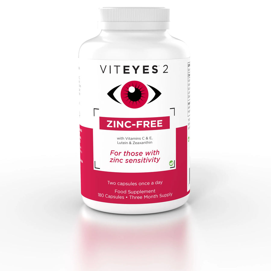 Viteyes 2 Zinc-Free supplement for zinc sensitivity.