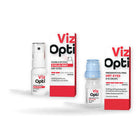 Viz Opti Dry Eye Duo: eye drops and liposomal eye spray grouped together on a white background