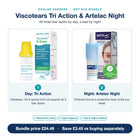 Viscotears Tri Action & Artelac Night features: lipid drops by day, ointment overnight
