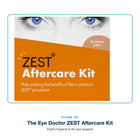 Close-up of The Eye Doctor ZEST Aftercare Kit packaging
