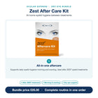 Zest After Care Kit features: all-in-one eyelid hygiene aftercare